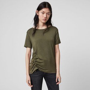 ALL SAINTS RYDER LUX RUCHED SIDE TIE T-SHIRT